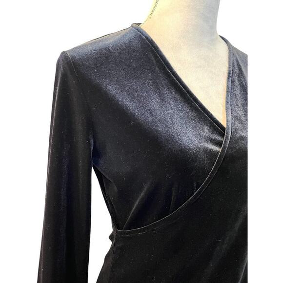 Sundance Blouse Womens Small Black Velvet Surplus Minimalist Witchy Goth Stretch - Picture 6 of 9